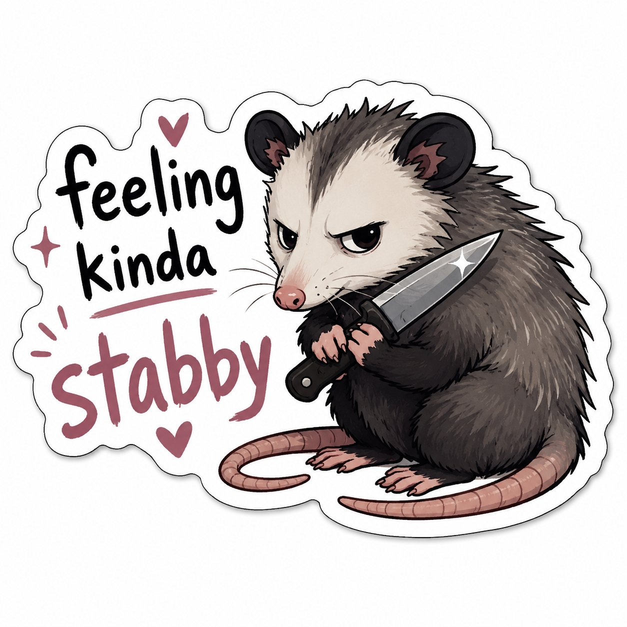 Kinda Stabby Possum Sticker