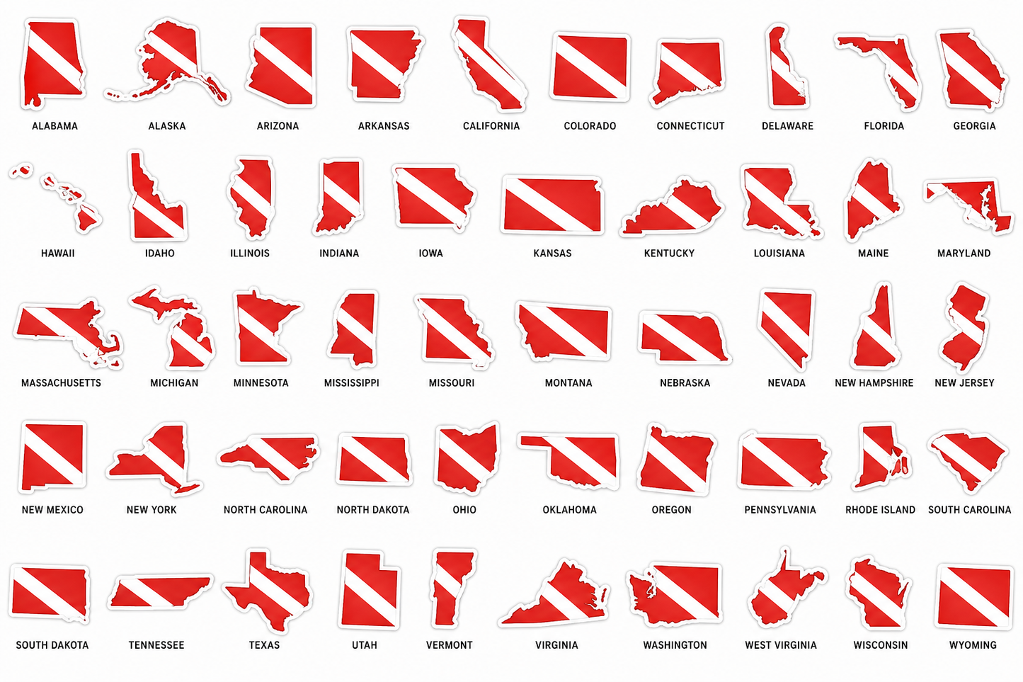 Dive Flag Sticker (pick your state)